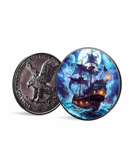 SHADOW SHIP Masters of the Seas American Eagle 1 Oz Silver Coin 1$ USA 2024 - Coins & More - Usa