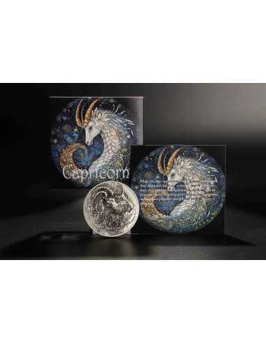 CAPRICORN Douze Signes du Zodiaque Pièce 5 Oz UV Argent 12$ Dollars Niue 2024 - Coins & More - Tchad