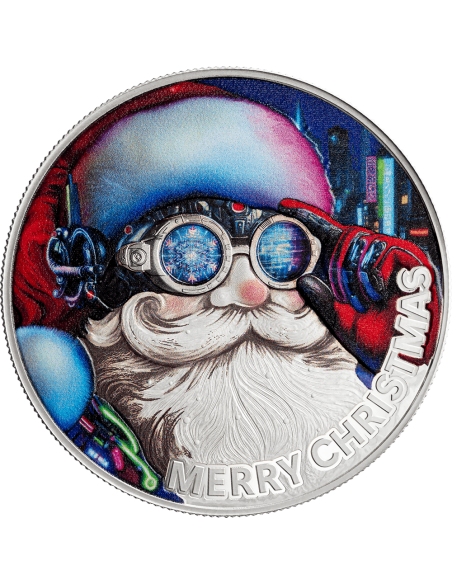 CYBER SANTA CLAUS Silbermünze 500 Francs CFA Kamerun 2025 - Coins & More - Kamerun