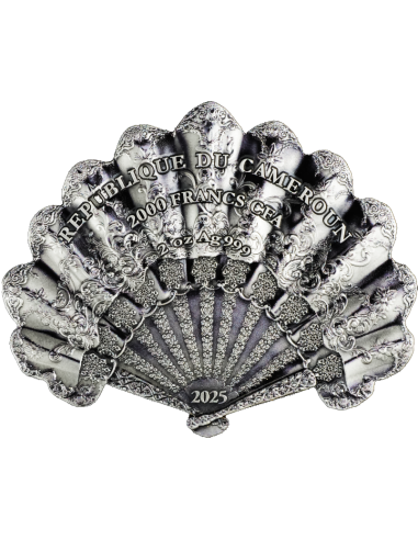 EUROPEAN FAN OF GRACE 2 Oz Antique Silver Coin 2000 Francs Cameroon 2025 - Coins & More - Cameroun