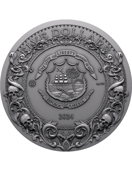 JINETE DE LA OSCURIDAD Moneda de Plata de 2 Oz 5$ Liberia 2024 - Coins & More - Africa