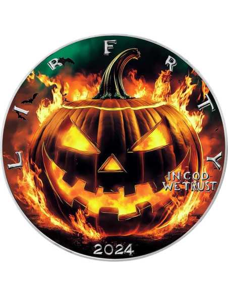 POMPINO CHE BRUCIA Halloween Moneta d'argento da 1 Oz 1$ USA 2024 - Coins & More - Usa