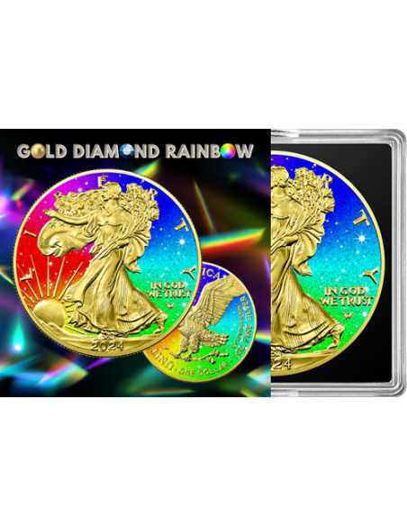 DIAMANTE DE ORO RAINBOW 1 Oz Moneda de Plata 1$ USA 2024 - Coins & More - Usa