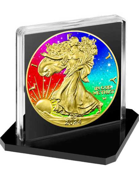 GOLD DIAMOND RAINBOW 1 Oz Silver Coin 1$ USA 2024 - Coins & More - Usa