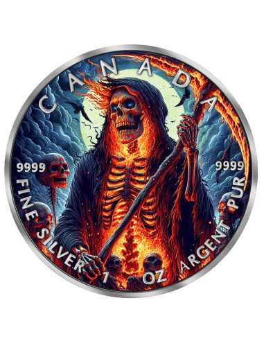 GRIM REAPER Death Maple Leaf Armageddon VIII Moneta d'Argento da 1 Oz 5$ Canada 2024 - Coins & More - Canada