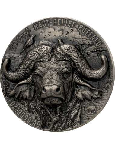 WASSER BUFFALO Big Five Mauquoy 1 Oz Silbermünze 1000 Francs Elfenbeinküste 2024 - Coins & More - Elfenbeinküste