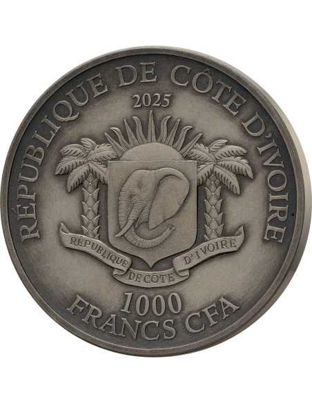 ACQUA BUFFALO Big Five Mauquoy Moneta d'argento da 1 Oz 1000 Franchi Costa d'Avorio 2024 - Coins & More - Costa d'Avorio