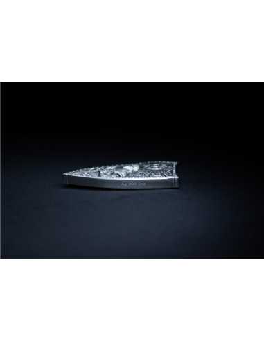 THE CRUSADER'S SHIELD Barretta d'argento da 2 once con finitura antica - Coins & More - Argento