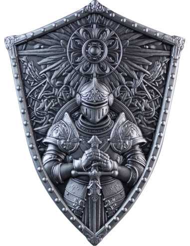 THE CRUSADER'S SHIELD Barretta d'argento da 2 once con finitura antica - Coins & More - Argento