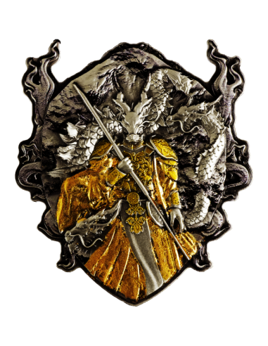 DRAGÓN ETERNO ÁNGEL GUARDIÁN DE LOS SAGRADOS REALES CELESTIALES 2 Oz Moneda de Plata Antigua 2000 Francos Camerún 2025 - Coin...