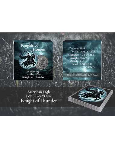 KNIGHT OF THUNDER Cavalieri d'onore American Eagle 1 Oz Silver Coin 1$ USA 2024 - Coins & More - Usa