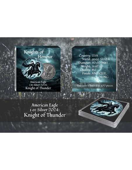 KNIGHT OF THUNDER Cavalieri d'onore American Eagle 1 Oz Silver Coin 1$ USA 2024 - Coins & More - Usa