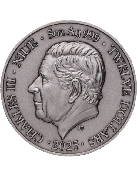 AQUARIUS Douze Signes du Zodiaque Pièce 5 Oz UV Argent 12$ Dollars Niue 2024 - Coins & More - Tchad