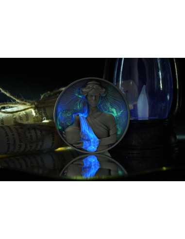 AQUARIUS Twelve Zodiac Signs 5 Oz UV Silver Coin 12$ Dollars Niue 2024 - Coins & More - Chad